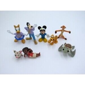 Disney Character Mini Figures Lot (8) Moana Mickey + Friends Cake Topper